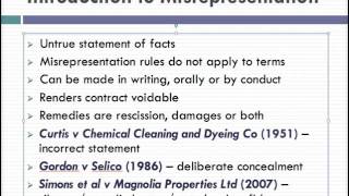 Misrepresentation Lecture 1 of 4 [upl. by Sama]