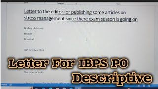 IBPS PO Descriptive Letter Writing  Banking Diaries  ibpspo descriptive letter [upl. by Onaicilef]