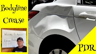 Removing Large Bodyline Crease Dent with PDR  TIPS amp Techniques [upl. by Eseila]