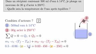 Calorimétrie  exemple déquilibre thermique [upl. by Eeldivad]