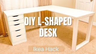 DIY Lshaped Desk  Using Ikea Alex Drawer  Easy Assembly [upl. by Meriel]