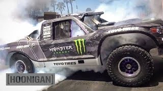 HOONIGAN DT 100 BJ Baldwins 800HP Trophy Truck Decimates the Donut Garage [upl. by Noby328]