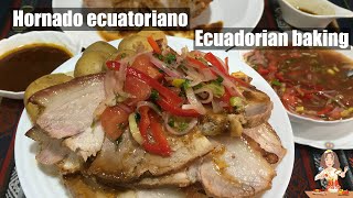 HORNADO ECUATORIANO🐷🇪🇨❤  pernil  Ecuadorian roasted pork [upl. by Retxab]