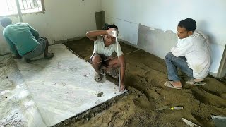 White Granite Flooring and Polishing Techniques  800 Sq ft house Marble floor designMarble fitting [upl. by Crellen909]