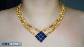 Easy to make beaded necklace with only seed beads and bicone beads for beginners [upl. by Primavera]