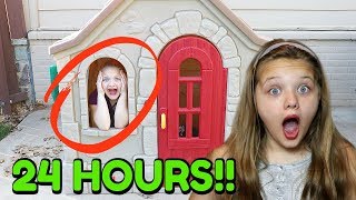 24 HOURS OVERNIGHT In Step2 Playhouse ALONE 24 Hour Challenge For Kids [upl. by Meli]