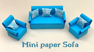 DIY MINI PAPER SOFA  Paper Crafts For School  Paper Craft  Easy kids craft ideas Paper Craft New [upl. by Yran]